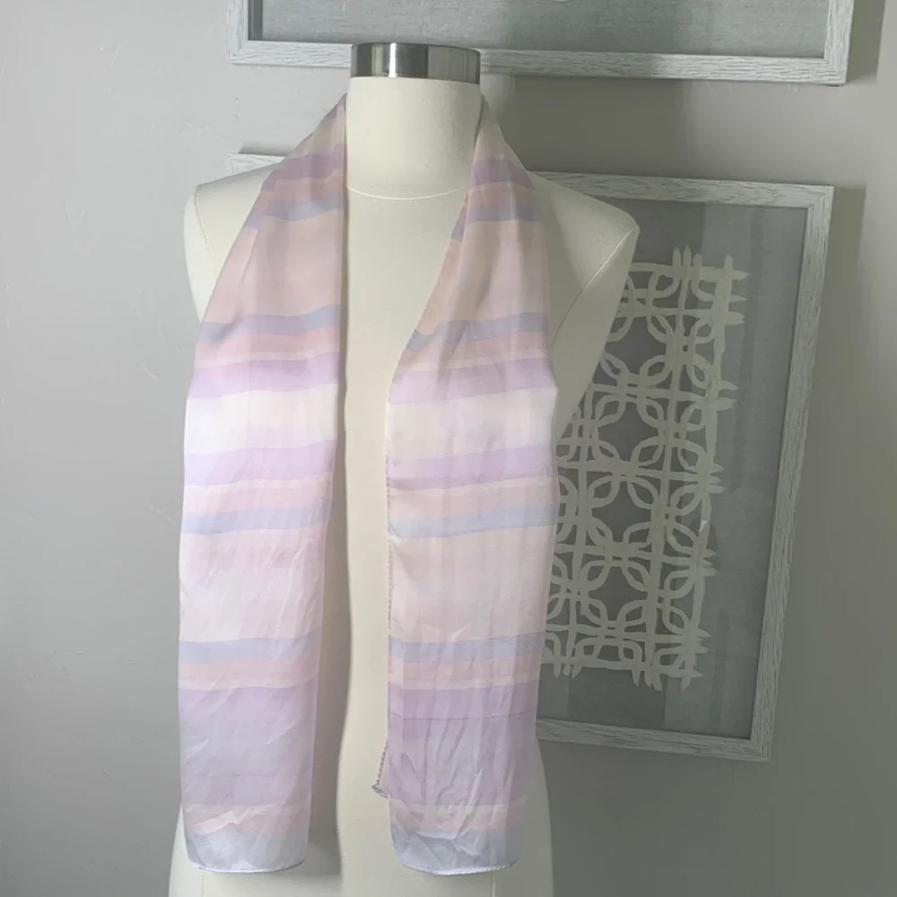Liz Claiborne vintage silk scarf pastel stripes